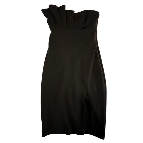 NWT Katie May Dignified Asymmetric Bustier Dress Black Small LBD Strapless mini - Picture 3 of 16